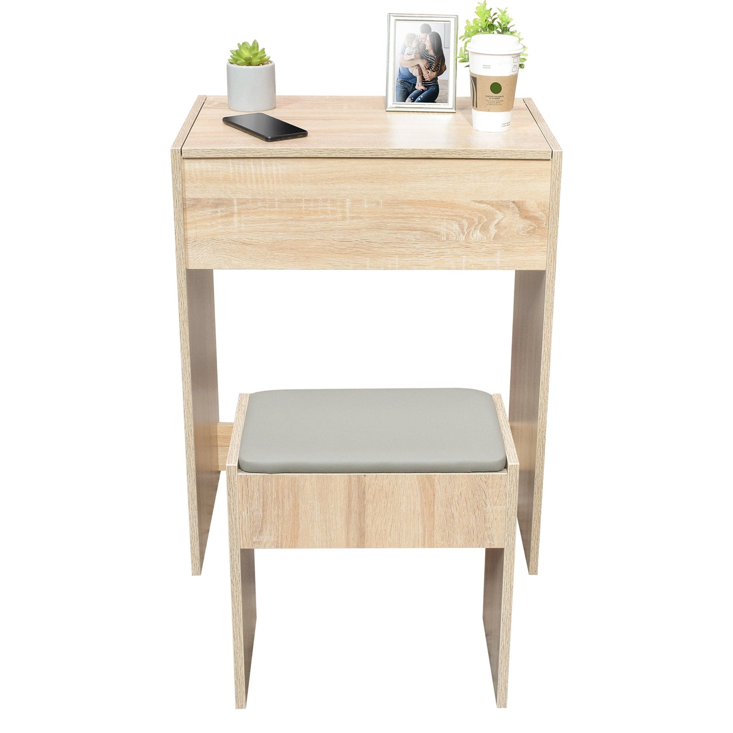 Tocador Minimalista Estilo Madera Roble con Banco