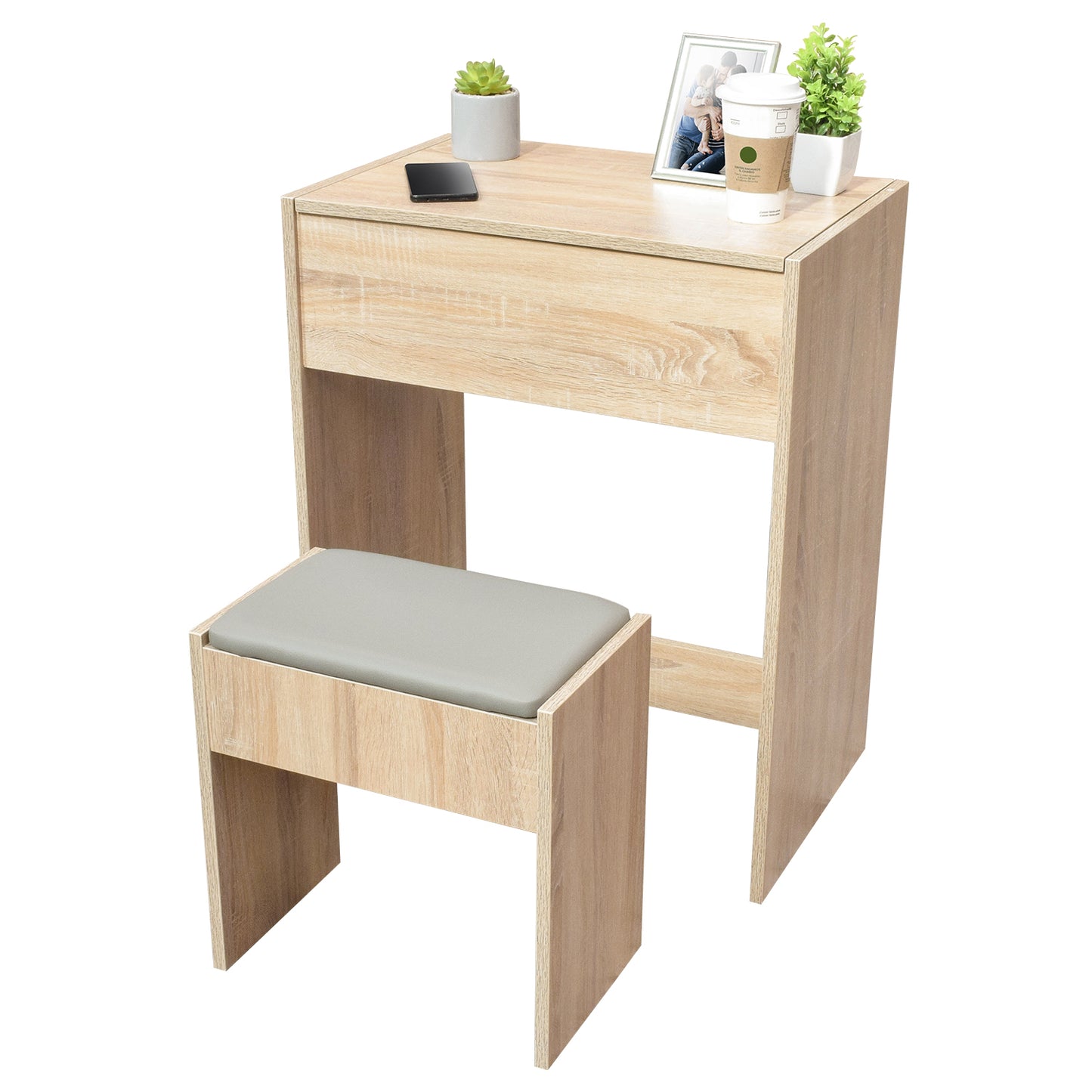 Tocador Minimalista Estilo Madera Roble con Banco