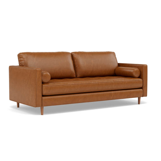 Sofá 3 Plazas Oviedo de Cuero Café