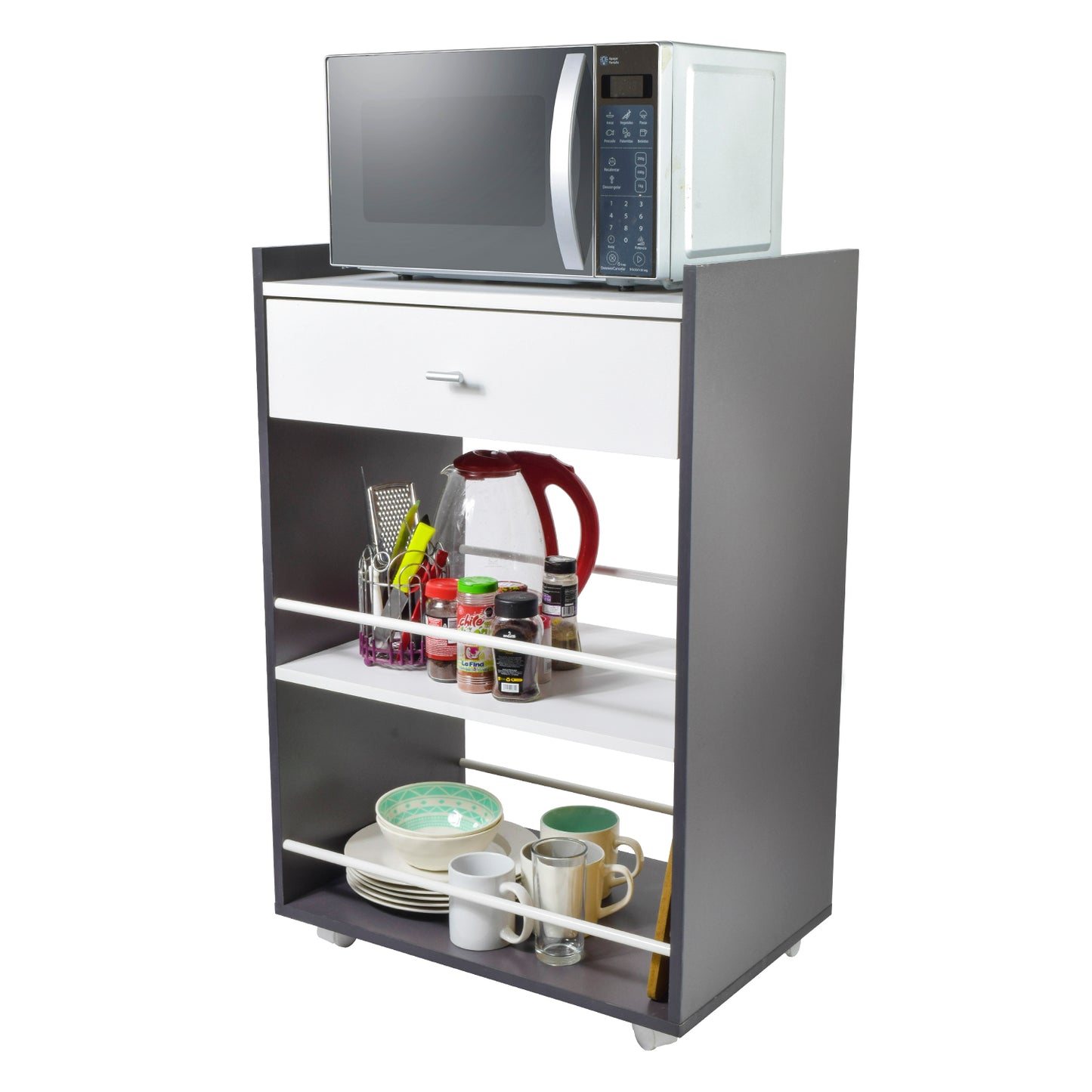 Mueble Organizador Pepper con Cajón y Estantes Gris