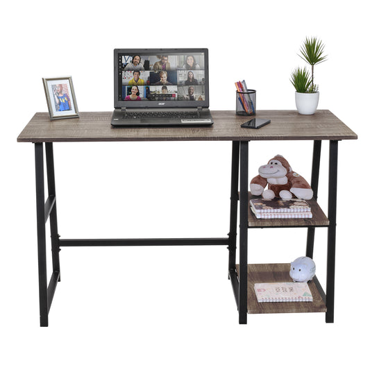 Escritorio Pino-N con 2 Entrepaños Laterales Café