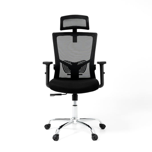 Silla de Oficina Ergonómica Delphi Basculante con Cabecera Negra