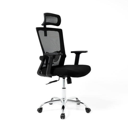 Silla de Oficina Ergonómica Delphi Basculante con Cabecera Negra