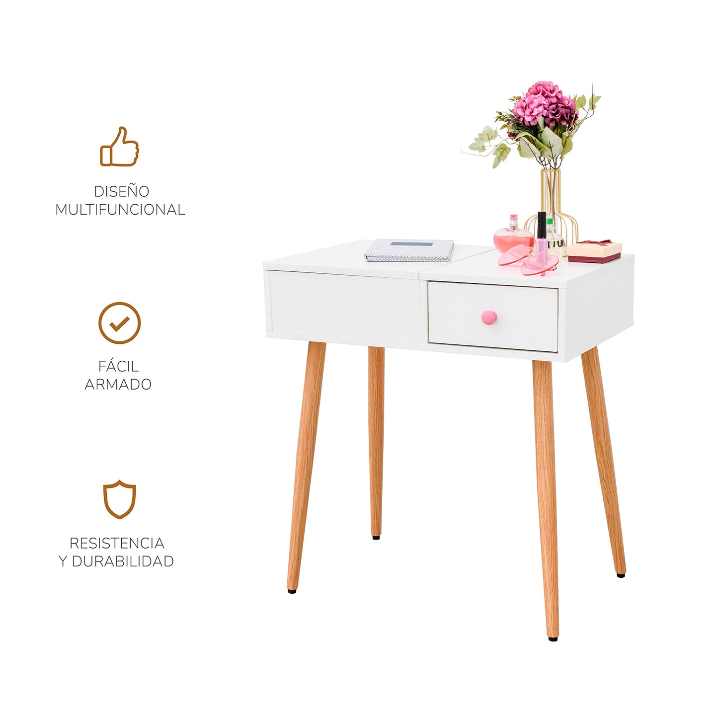 Tocador Maquillador Queen con Espejo Blanco