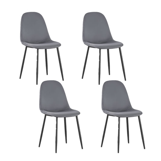 Set 4 Sillas de Sala Comedor Eames Terciopelo Gris