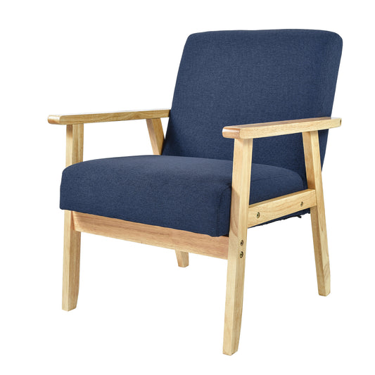 Sillón Individual San Carlos de Madera Tapizado Azul