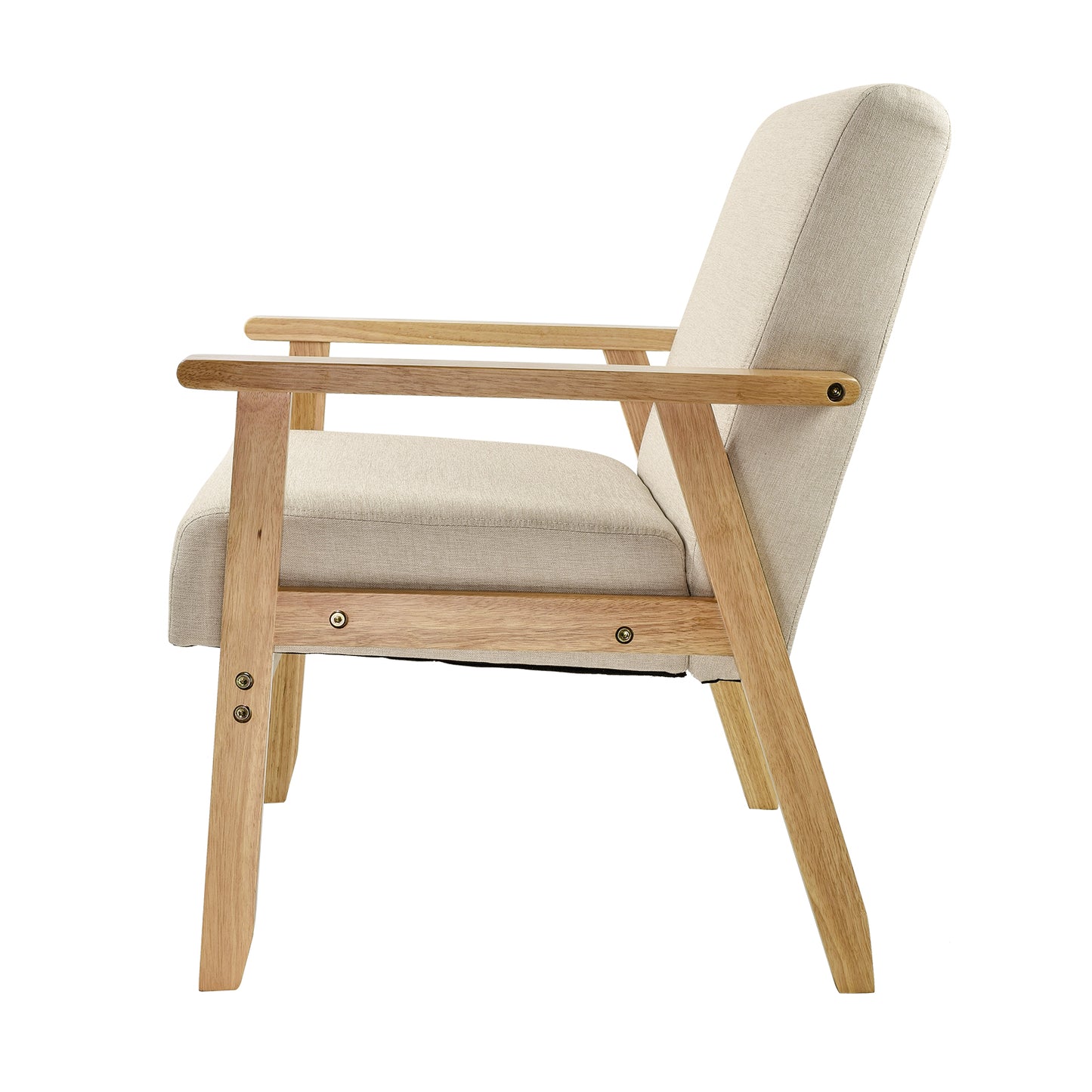 Sillón Individual San Carlos de Madera Tapizado Beige