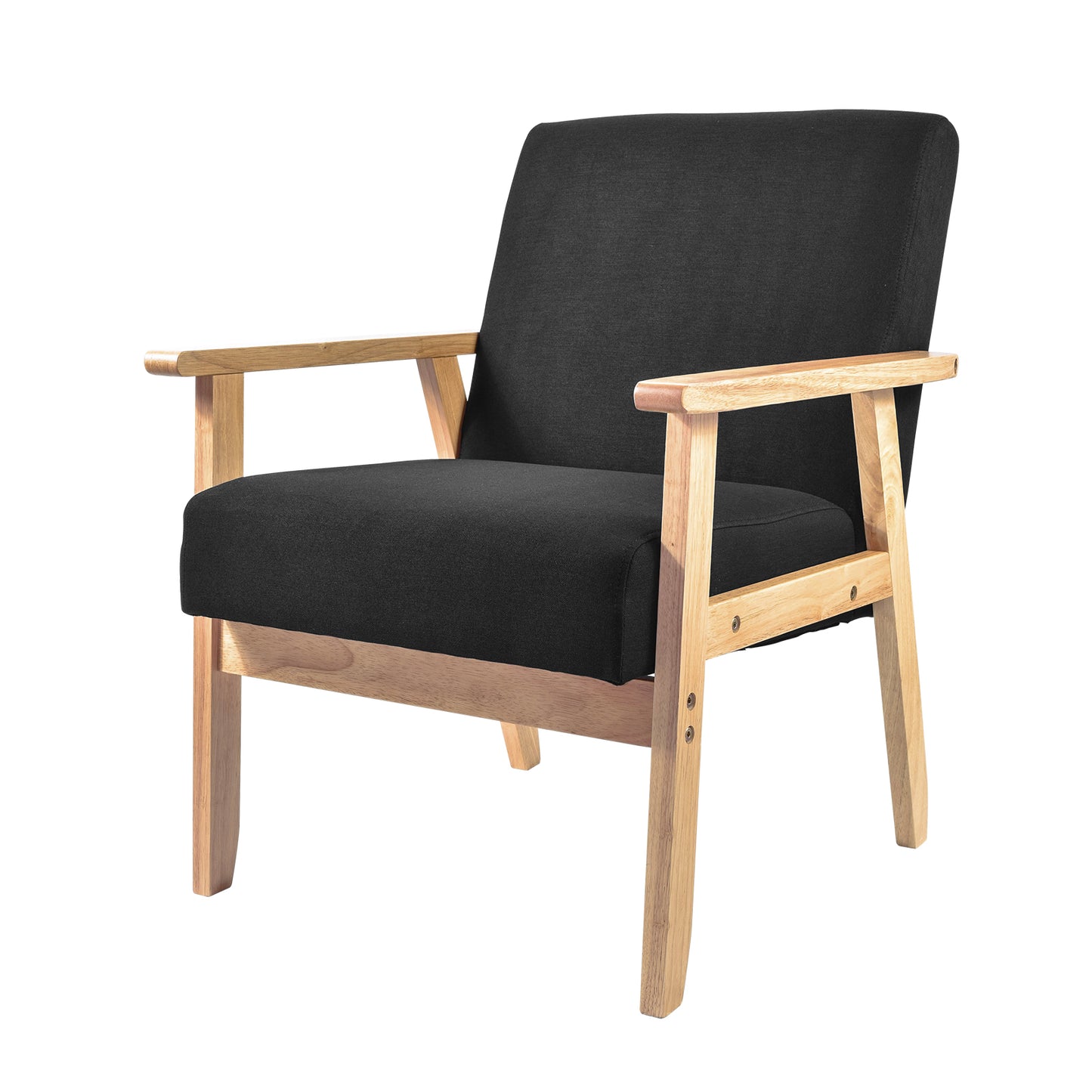 Sillón Individual San Carlos de Madera Tapizado Negro