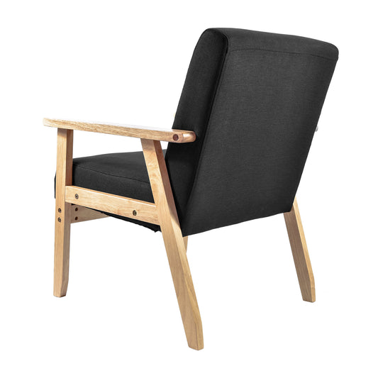 Sillón Individual San Carlos de Madera Tapizado Negro