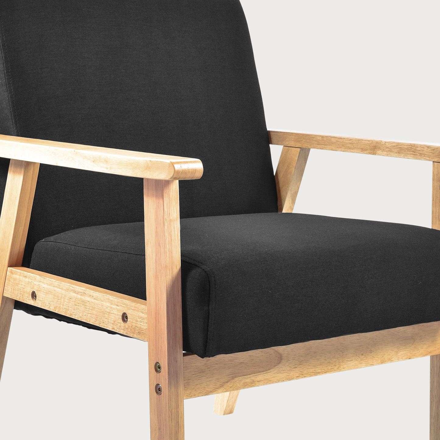 Sillón Individual San Carlos de Madera Tapizado Negro