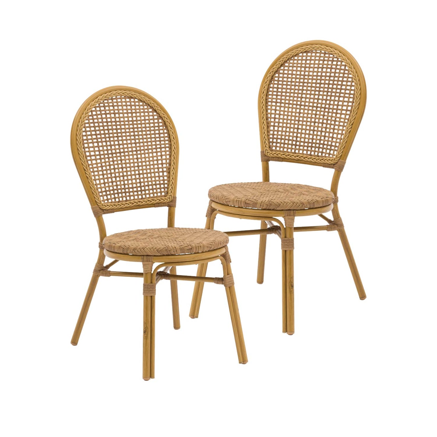 Set 2 Sillas de Exterior Vintage de Ratán Sintético