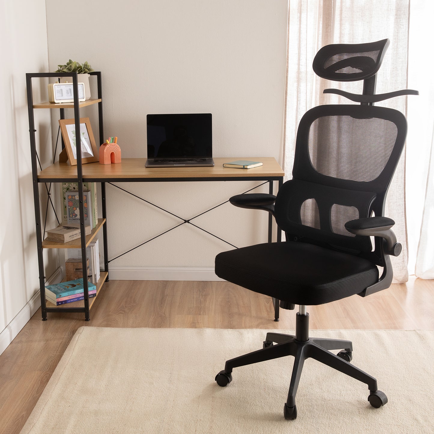 Silla de Oficina Ergonómica con Brazos Abatibles
