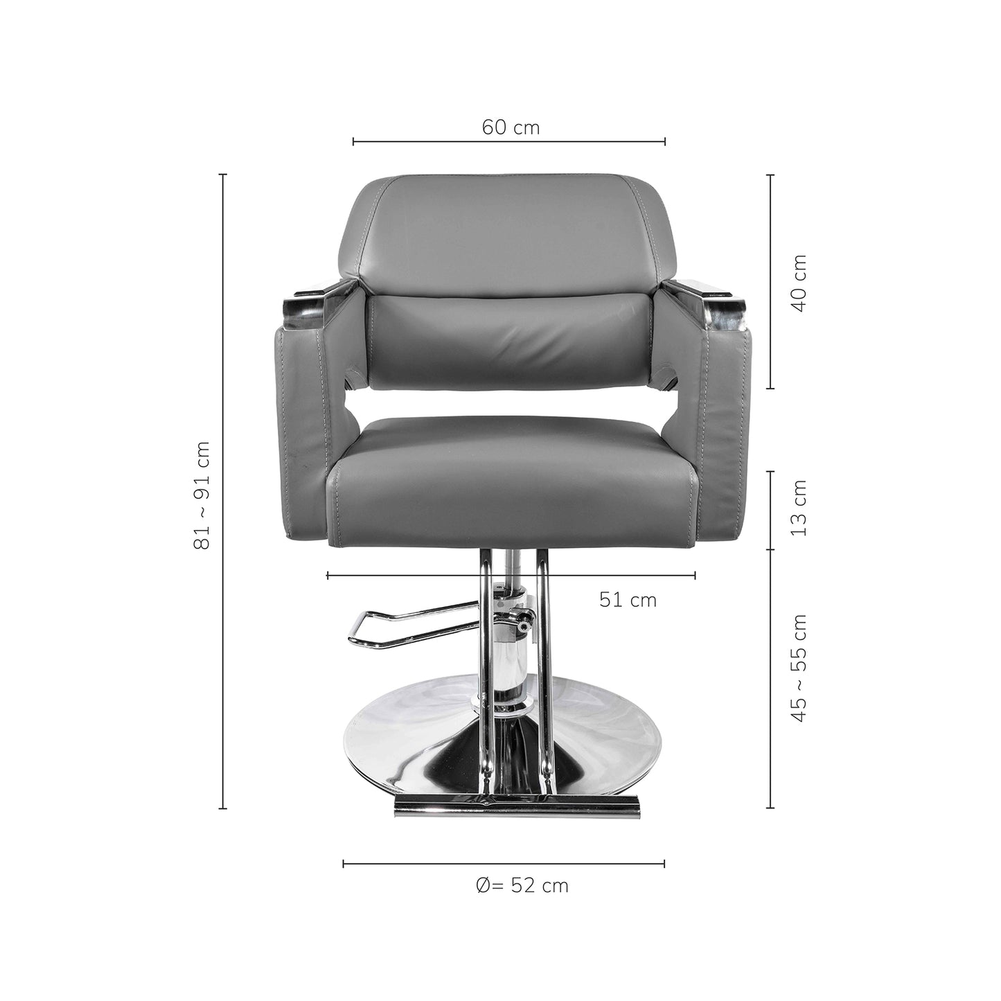 Silla Peluquería o Barbería Swiss Altura Regulable Gris