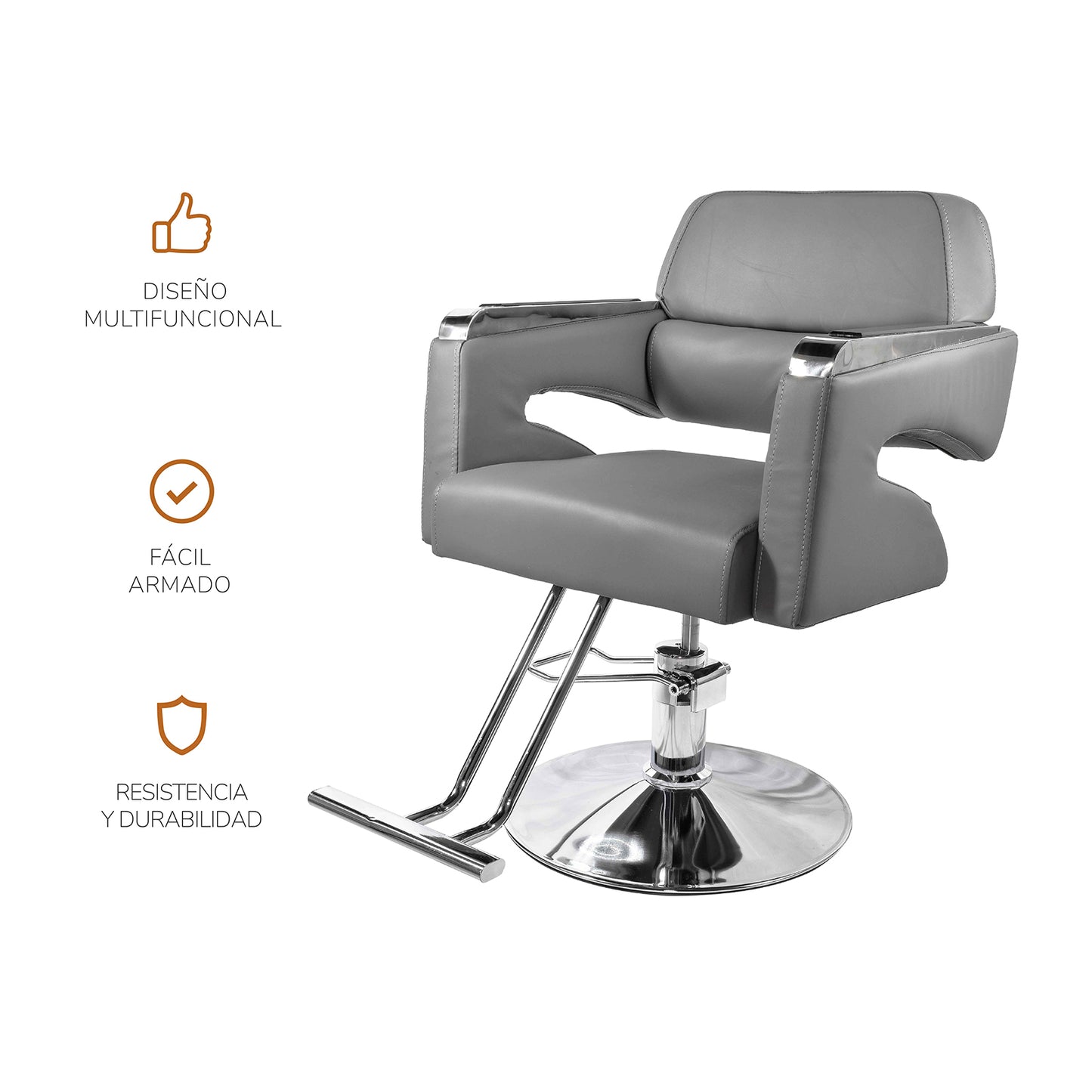 Silla Peluquería o Barbería Swiss Altura Regulable Gris