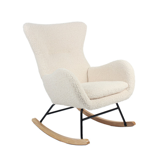 Silla Reclinable Mecedora Tipo Sherpa Beige