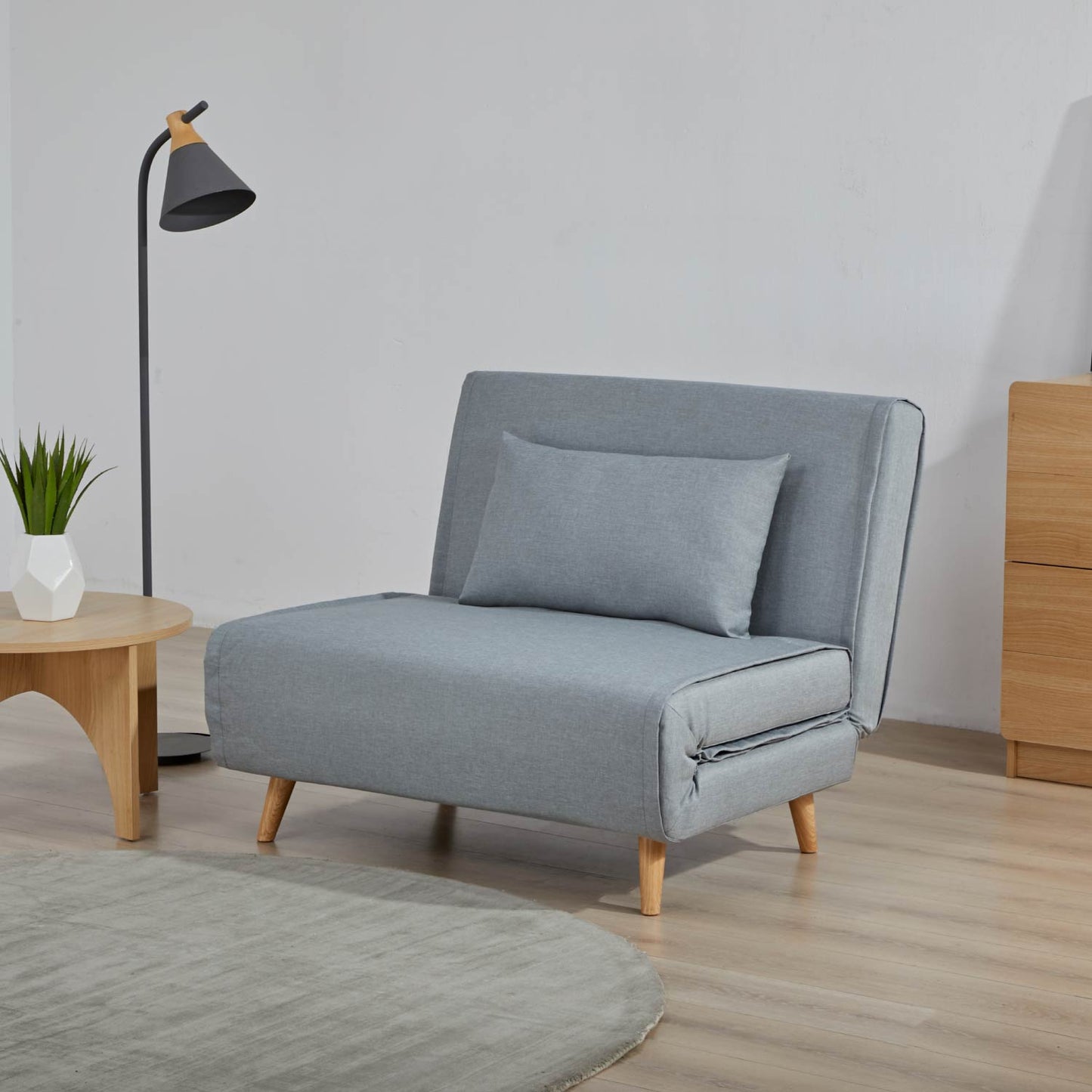 Sillón Sofá Cama Individual Velne Plegable Gris