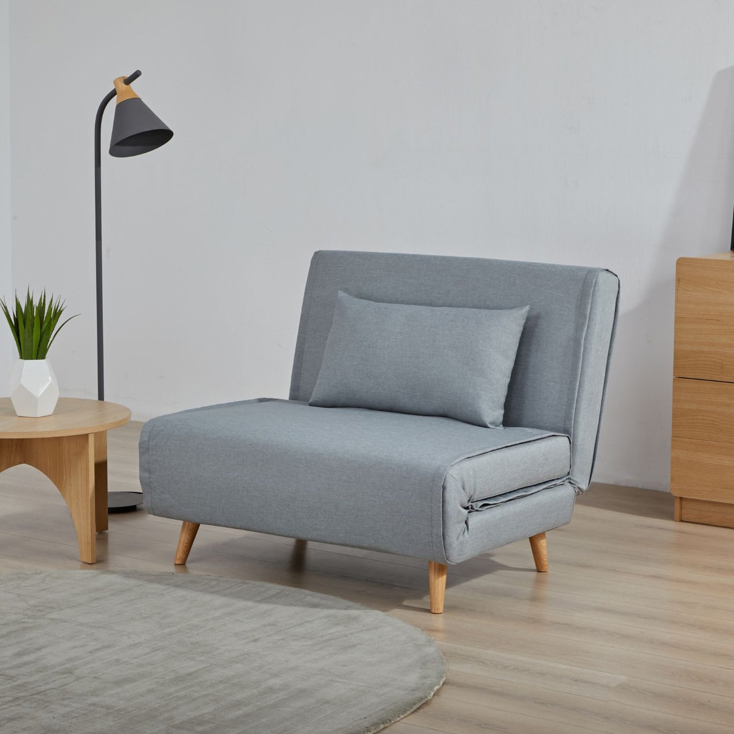 Sillón Sofá Cama Individual Velne Plegable Gris