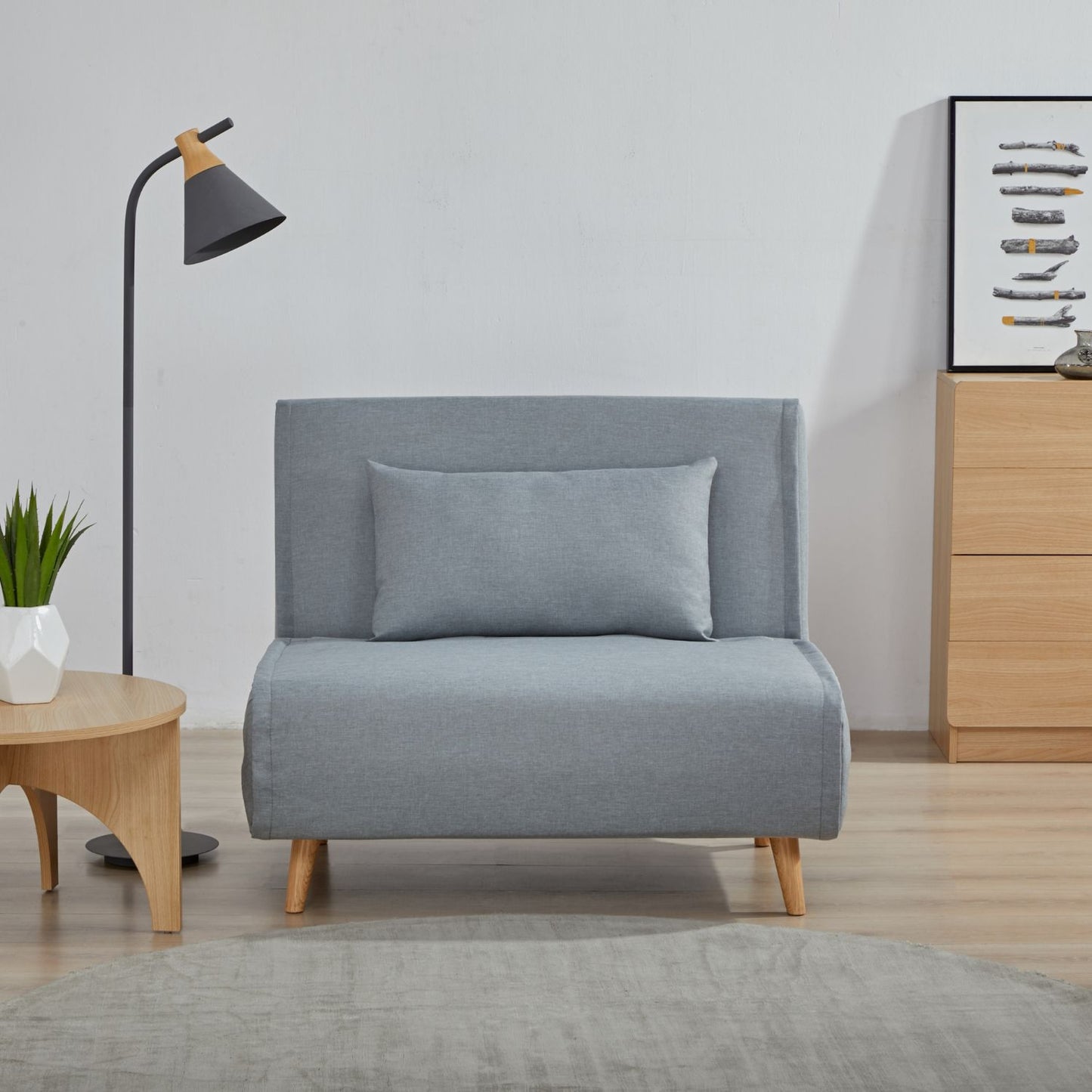 Sillón Sofá Cama Individual Velne Plegable Gris