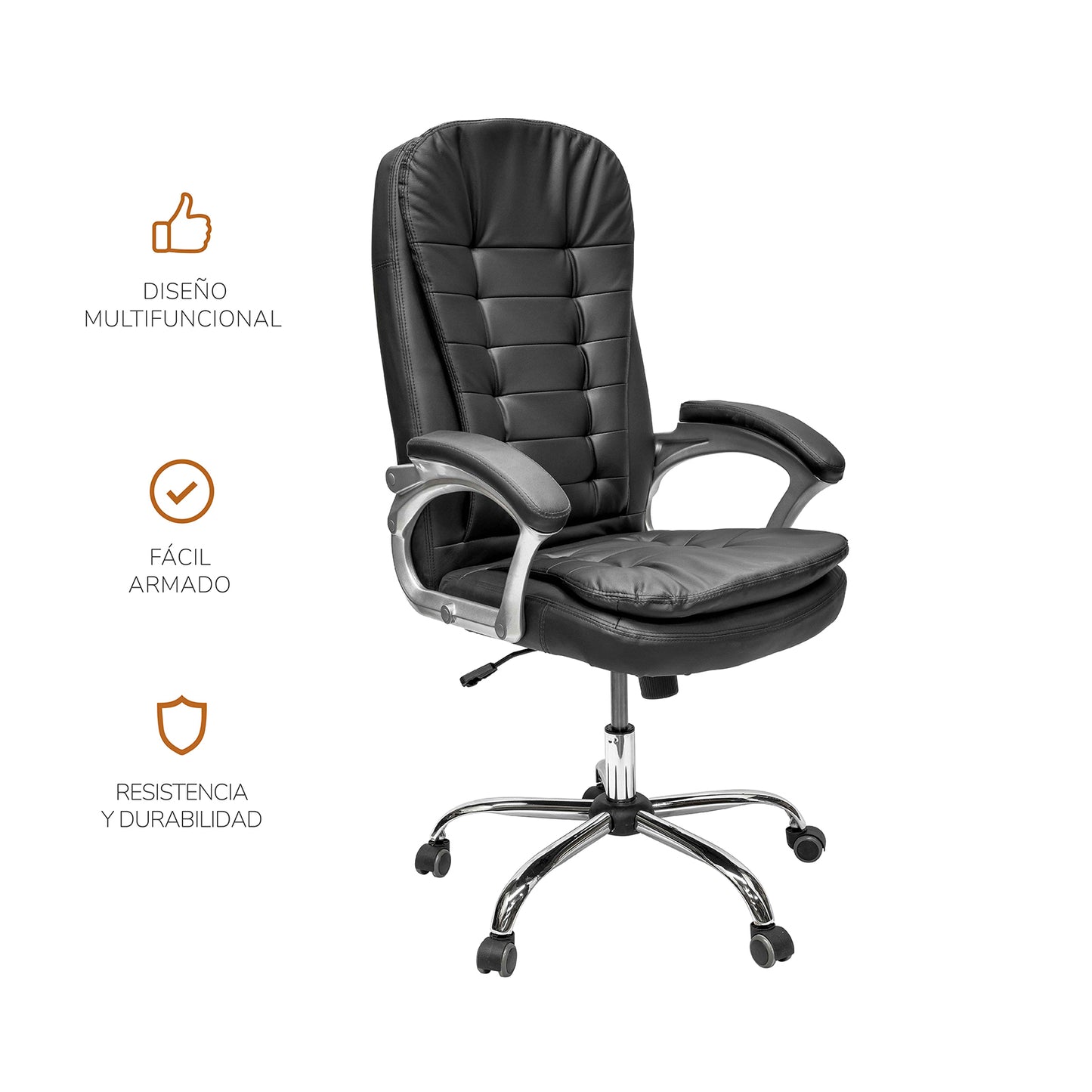 Silla de Oficina Vernier con Respaldo Alto Negra