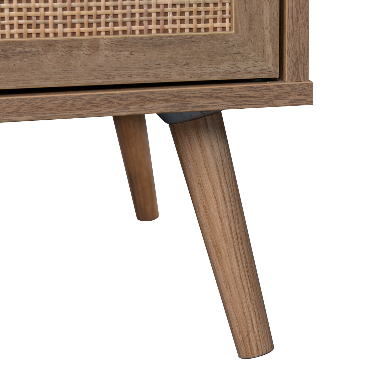 Mueble para TV con Estantes Centrales y Puertas de Ratán