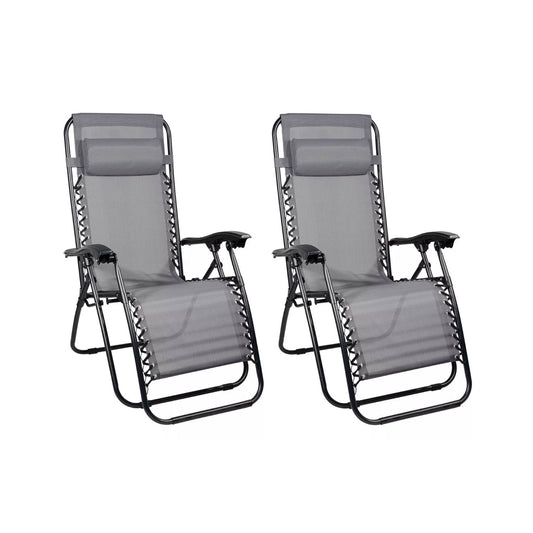 Set 2 Sillas Camastro Reclinables Gris