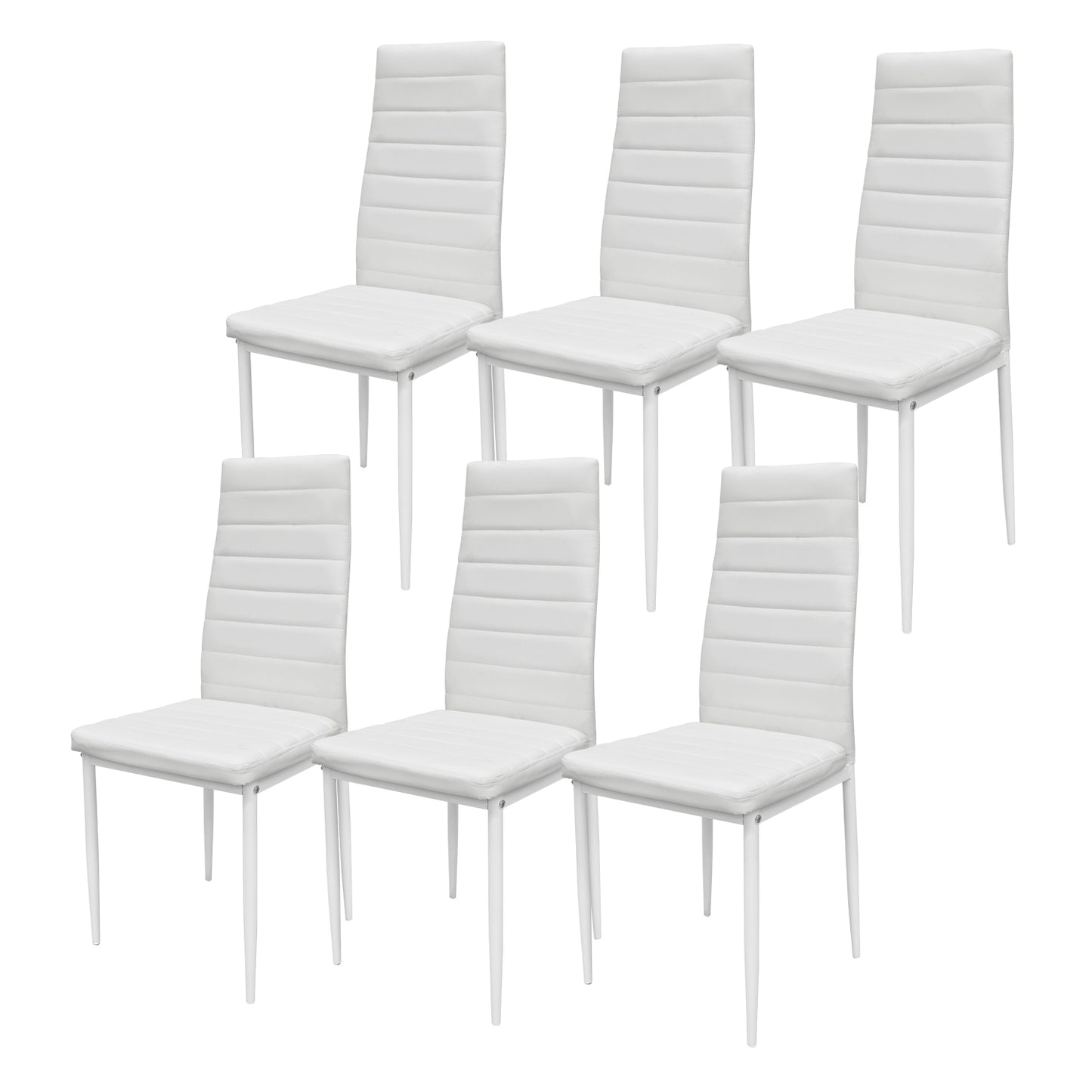 Set 6 Sillas de Comedor Zulu-B con Respaldo Alto Blancas
