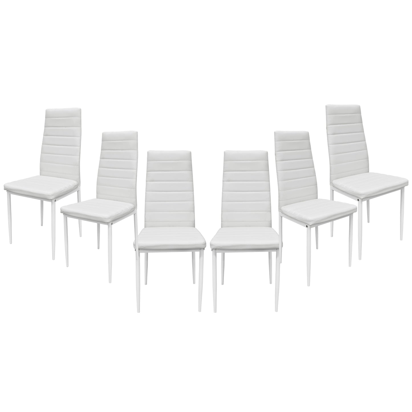 Set 6 Sillas de Comedor Zulu-B con Respaldo Alto Blancas