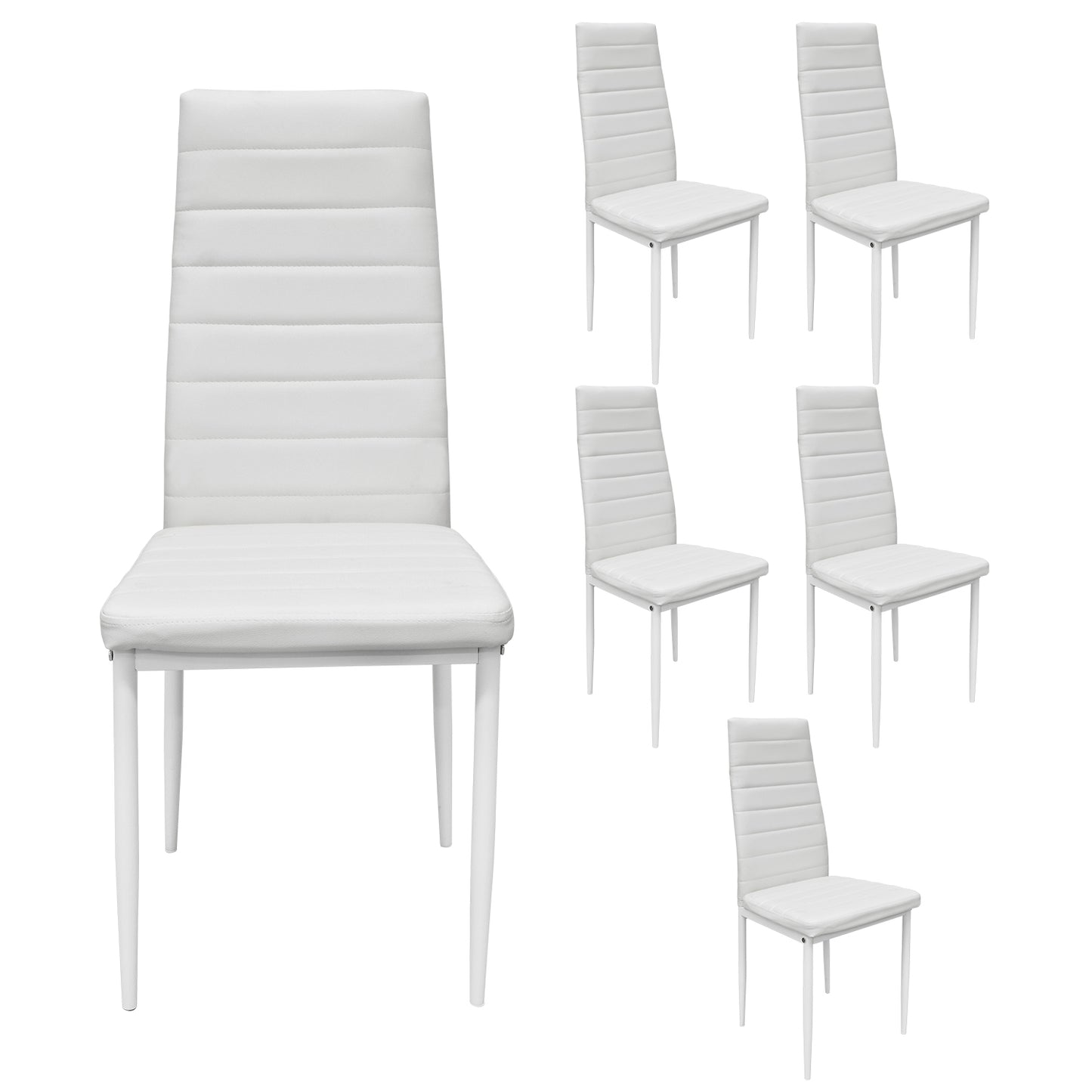 Set 6 Sillas de Comedor Zulu-B con Respaldo Alto Blancas