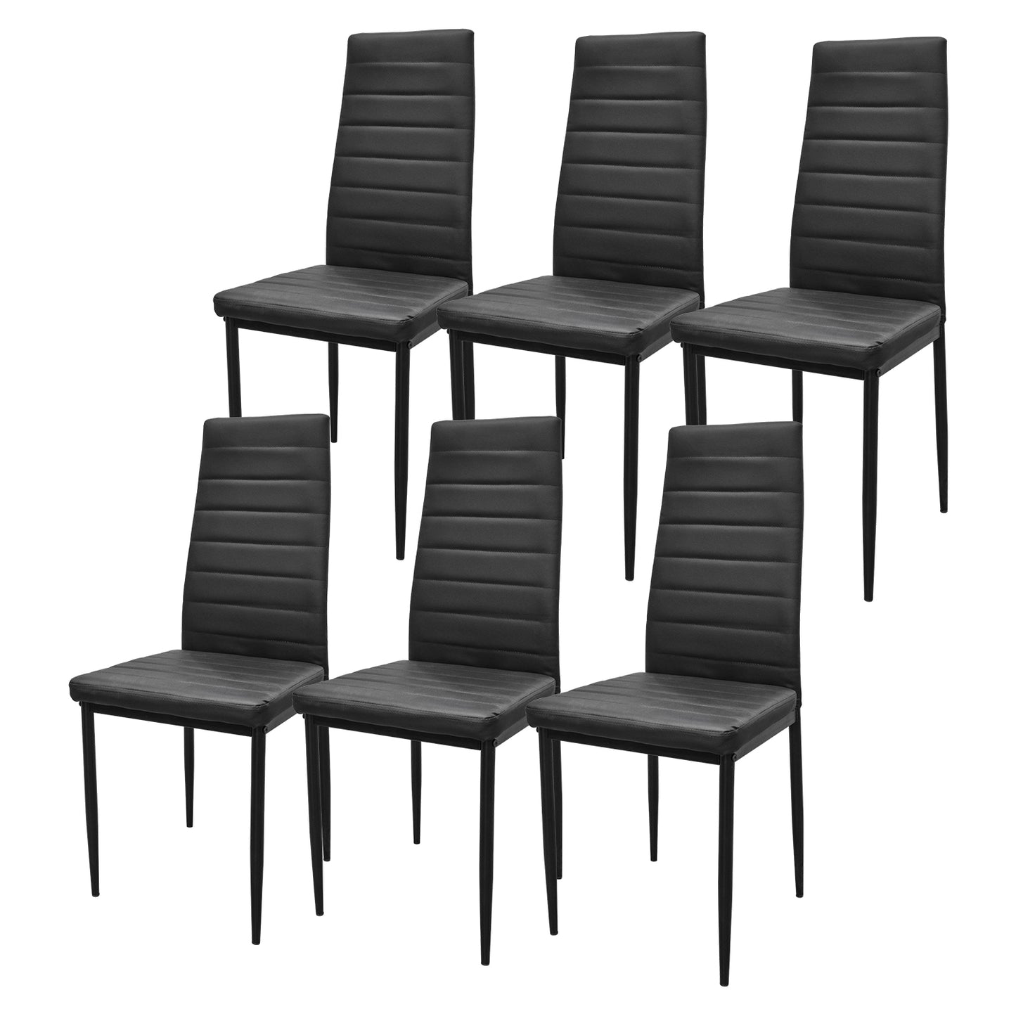 Set 6 Sillas de Comedor Zulu-N con Respaldo Alto Negras