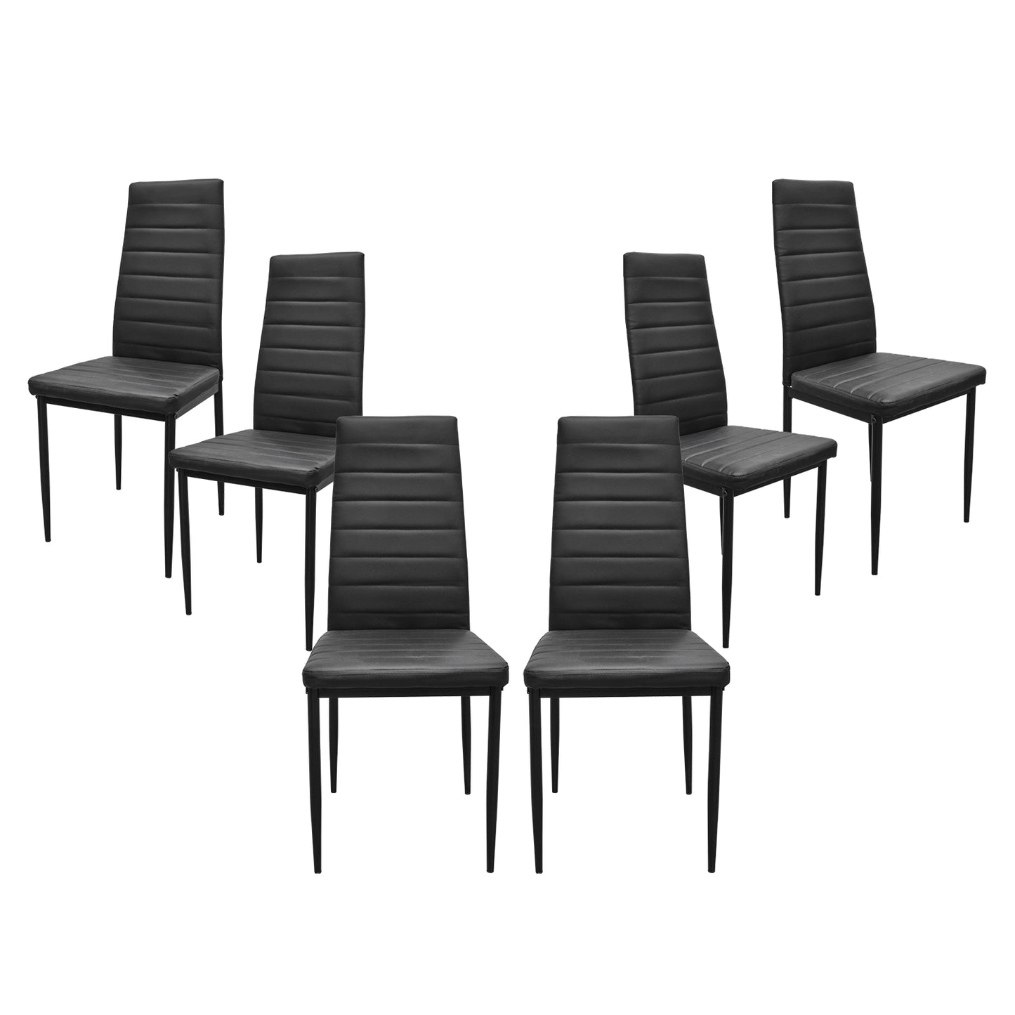 Set 6 Sillas de Comedor Zulu-N con Respaldo Alto Negras