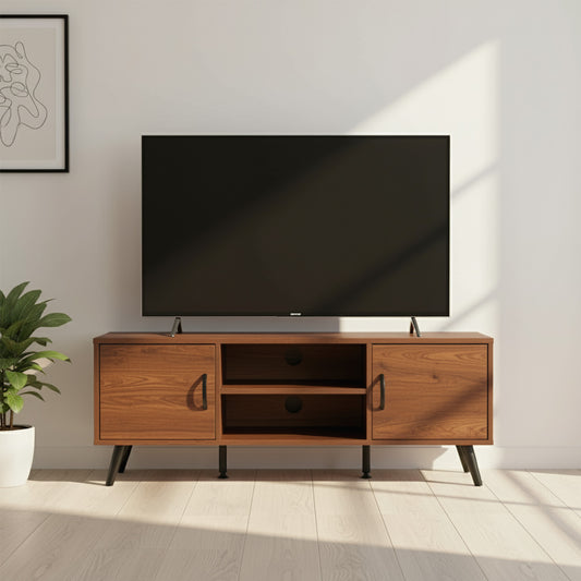 Mueble de TV Lucca-C con Puertas y Entrepaños Café