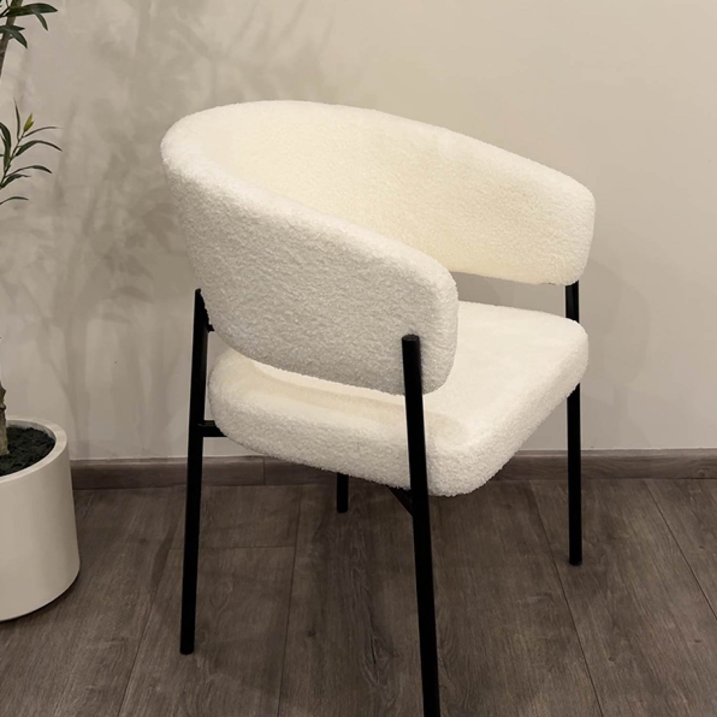 Set 2 Sillas de Comedor Tapizadas Respaldo Curvo Blancas