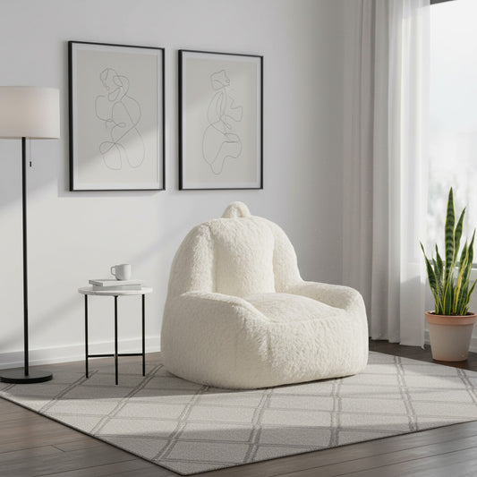 Puff Individual Tipo Sherpa Beige