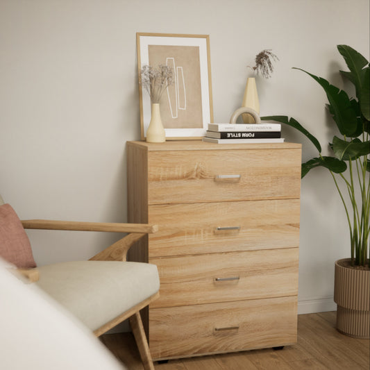 Cómoda Cajonera Minimalista Estilo Madera Roble