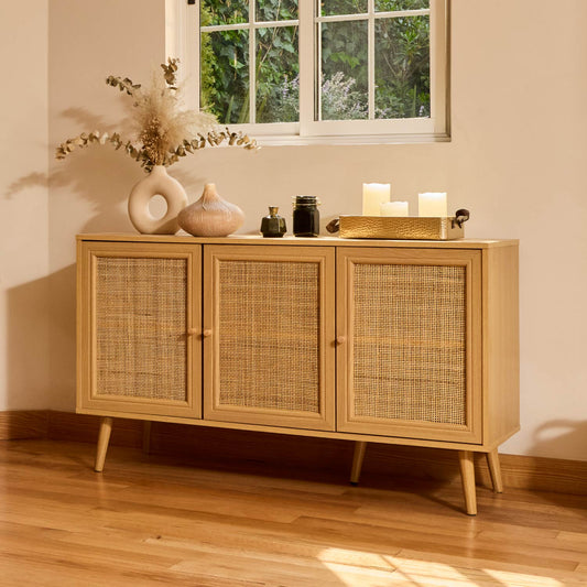 Credenza Bufetera con 3 Puertas de Ratán