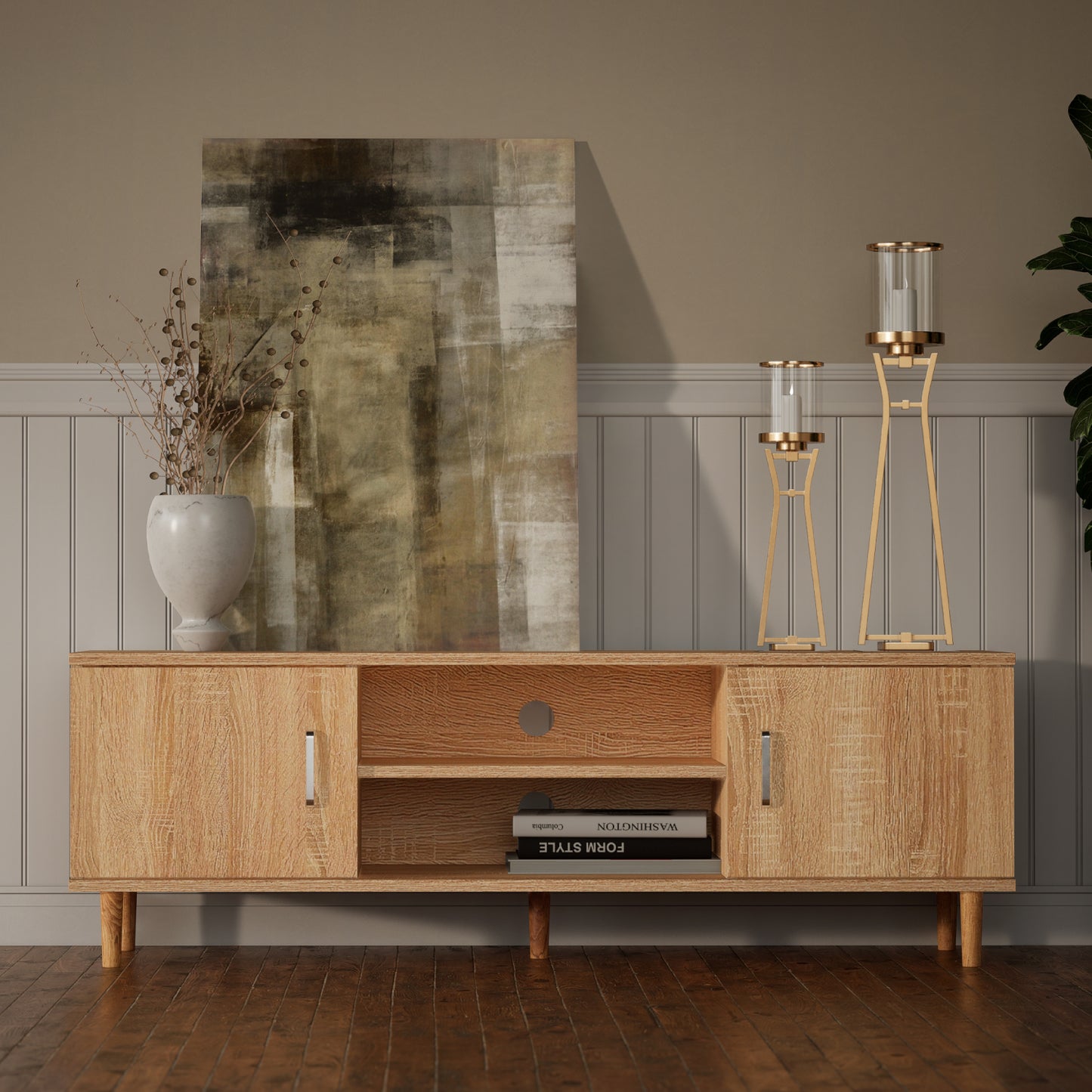 Mueble de TV Minimalista Estilo Madera Roble