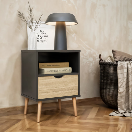 Buró Nórdico con Estante y Cajón Negro