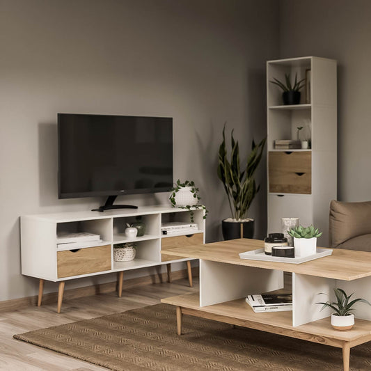 Combo Sala Nórdica - Mueble de TV Bolonia + Librero Gotemburgo