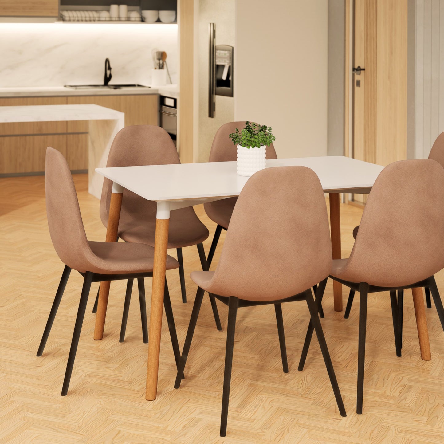 Mesa de Comedor Eames Nórdica Rectangular Blanca