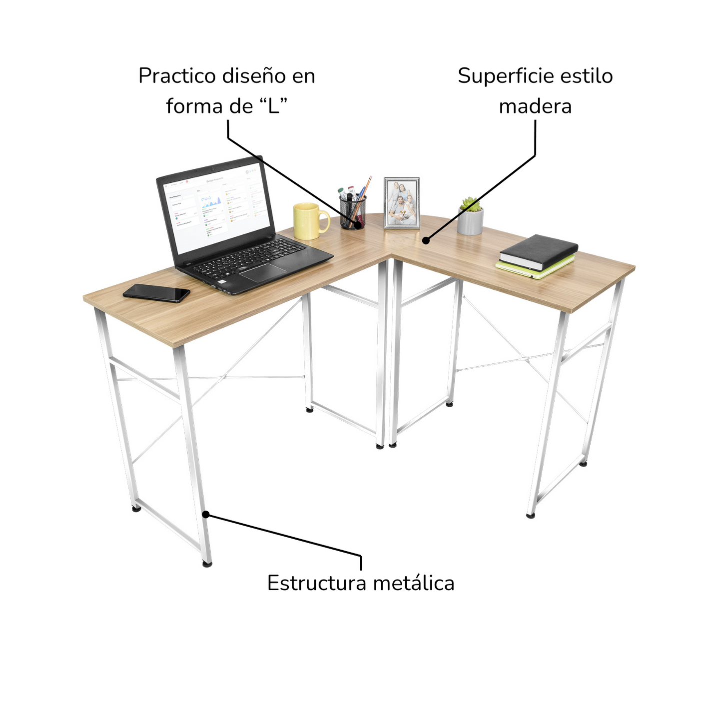 Escritorio Lima-B Minimalista con Forma de L