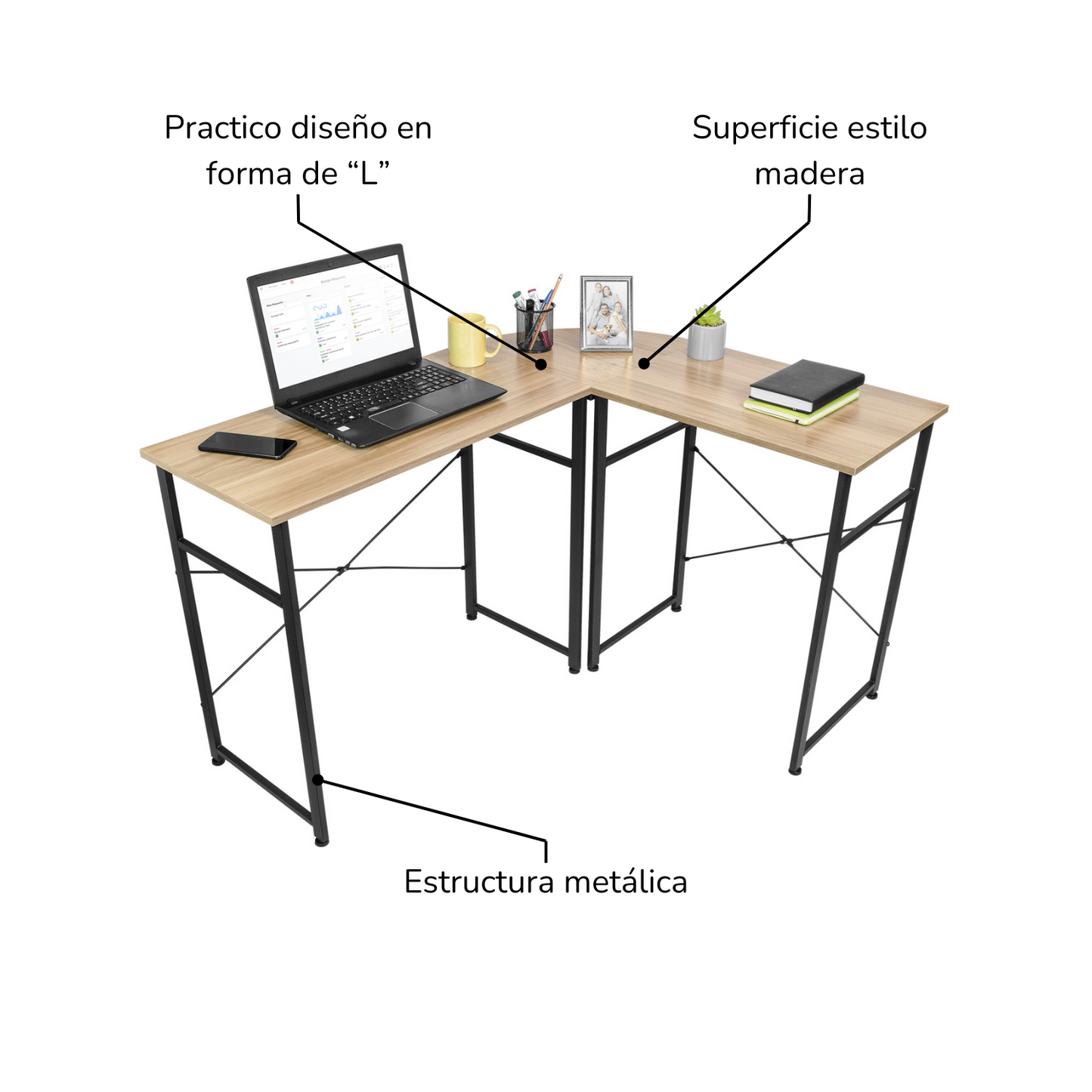 Escritorio Lima-C Minimalista con Forma de L