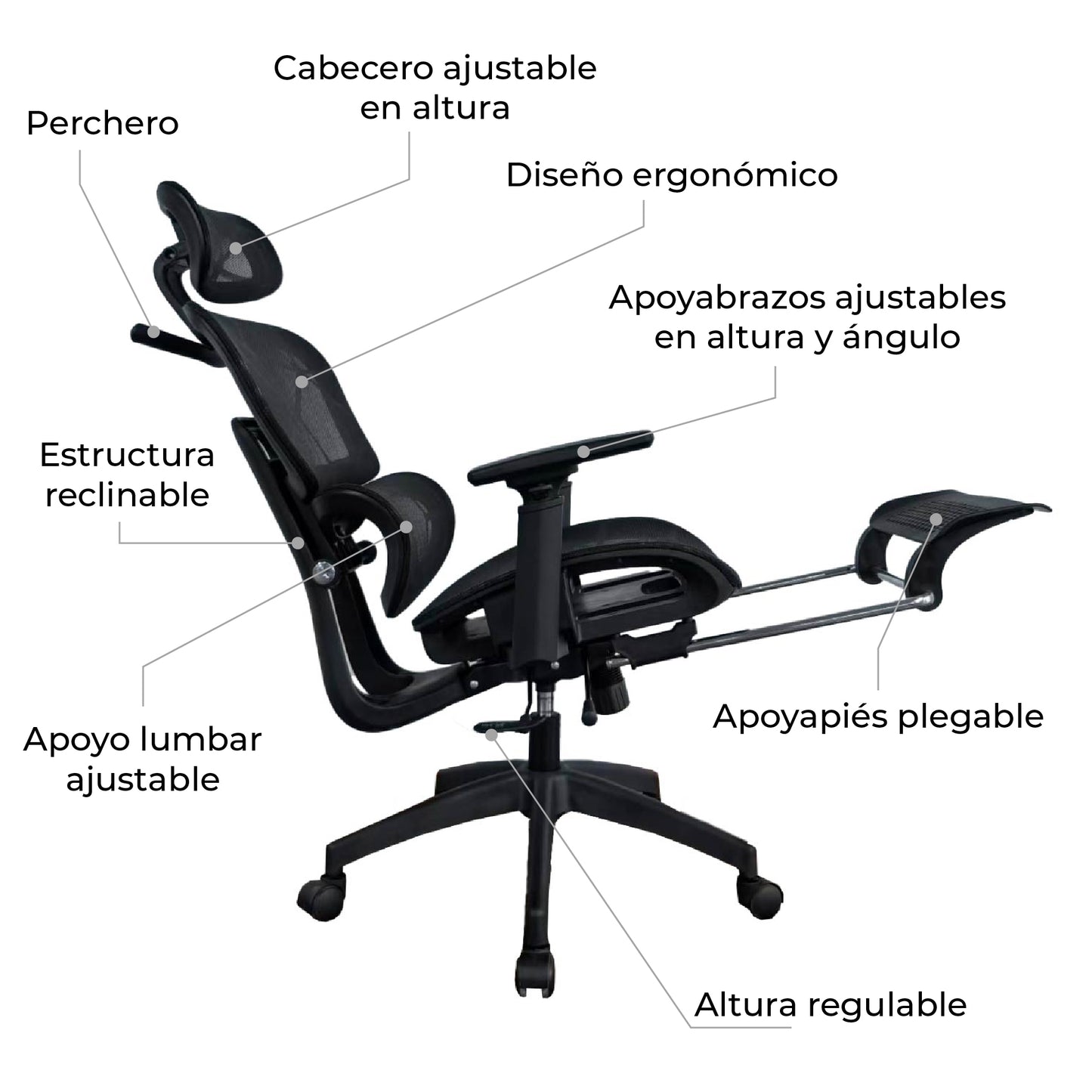 Silla de Oficina Ergonomica con Descansapies