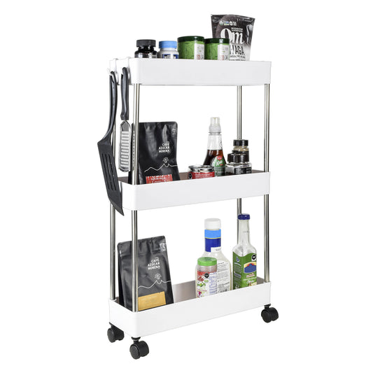 Carrito de Almacenamiento Áncora de 3 Niveles con Ruedas Blanco