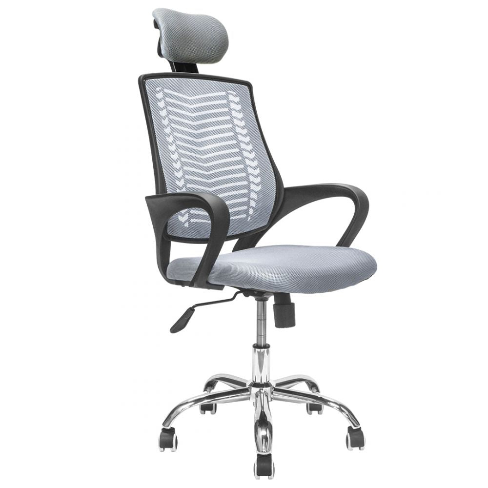 Silla de Oficina con Cabecera Ajustable Gris