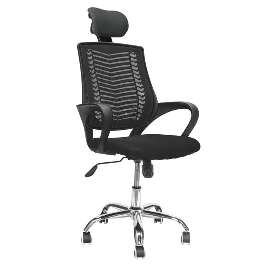 Silla de Oficina con Cabecera Ajustable Negra