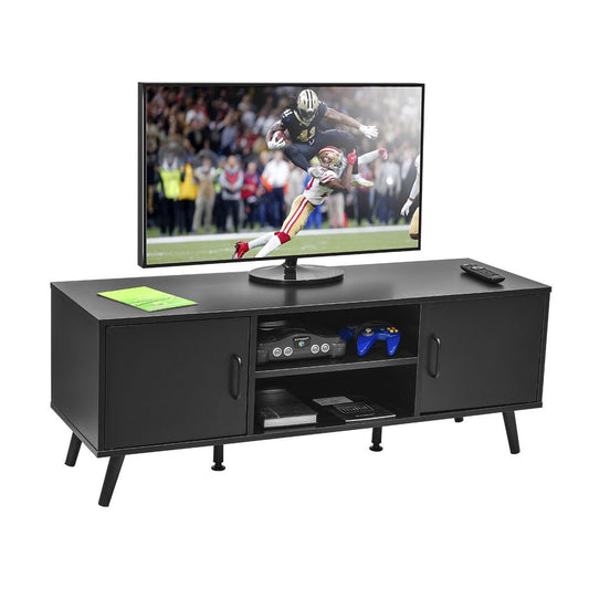 Mueble de TV Lucca-N con Puertas y Entrepaños Negro