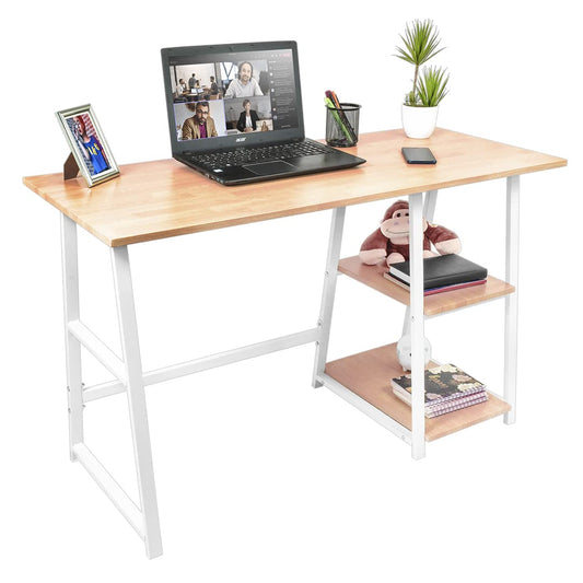 Escritorio Pino-B con Entrepaños Laterales Café Claro