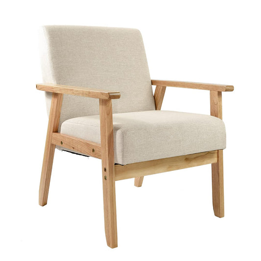 Sillón Individual San Carlos de Madera Tapizado Beige