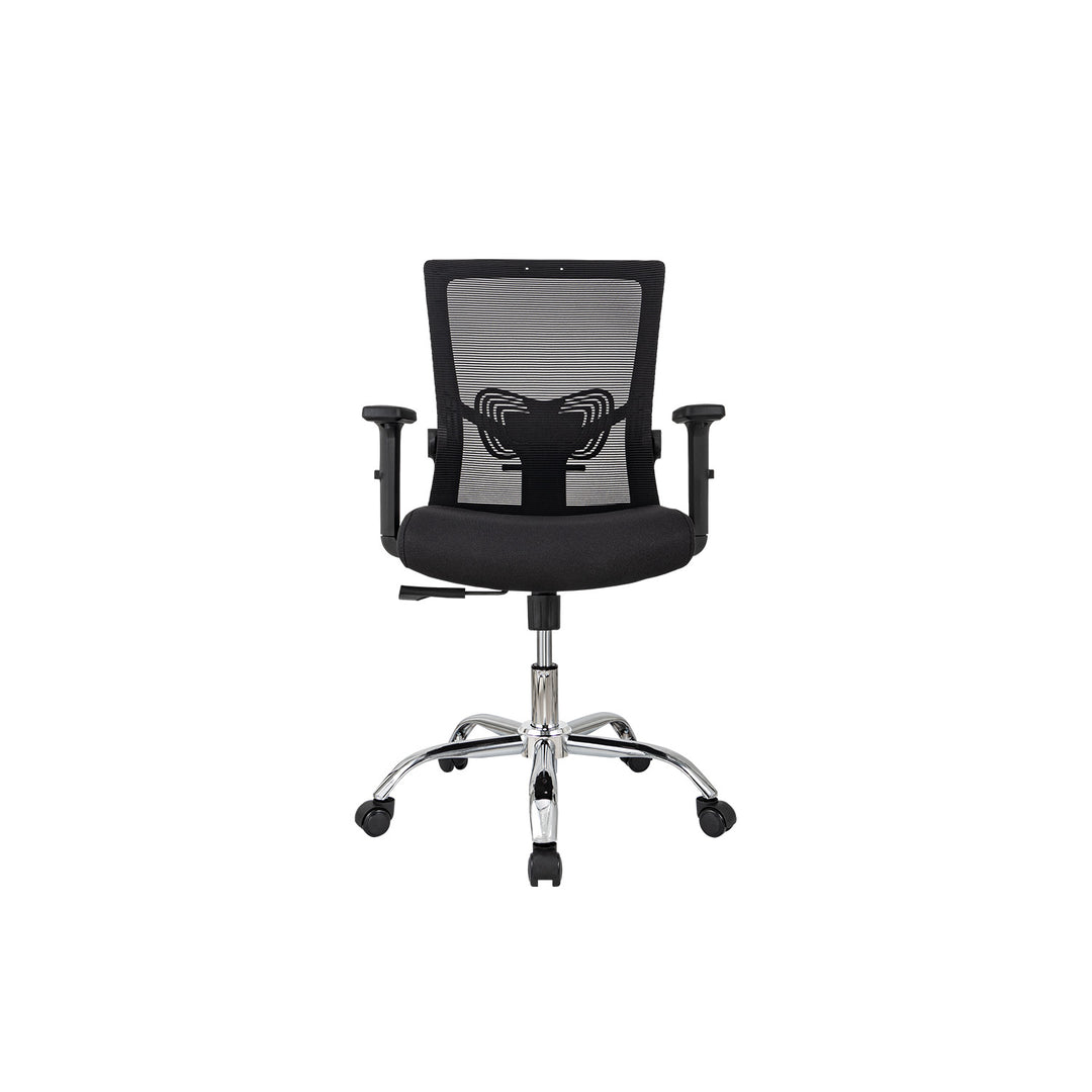 Combo Escritorio con Repisas + Silla de Oficina Delphi Negra