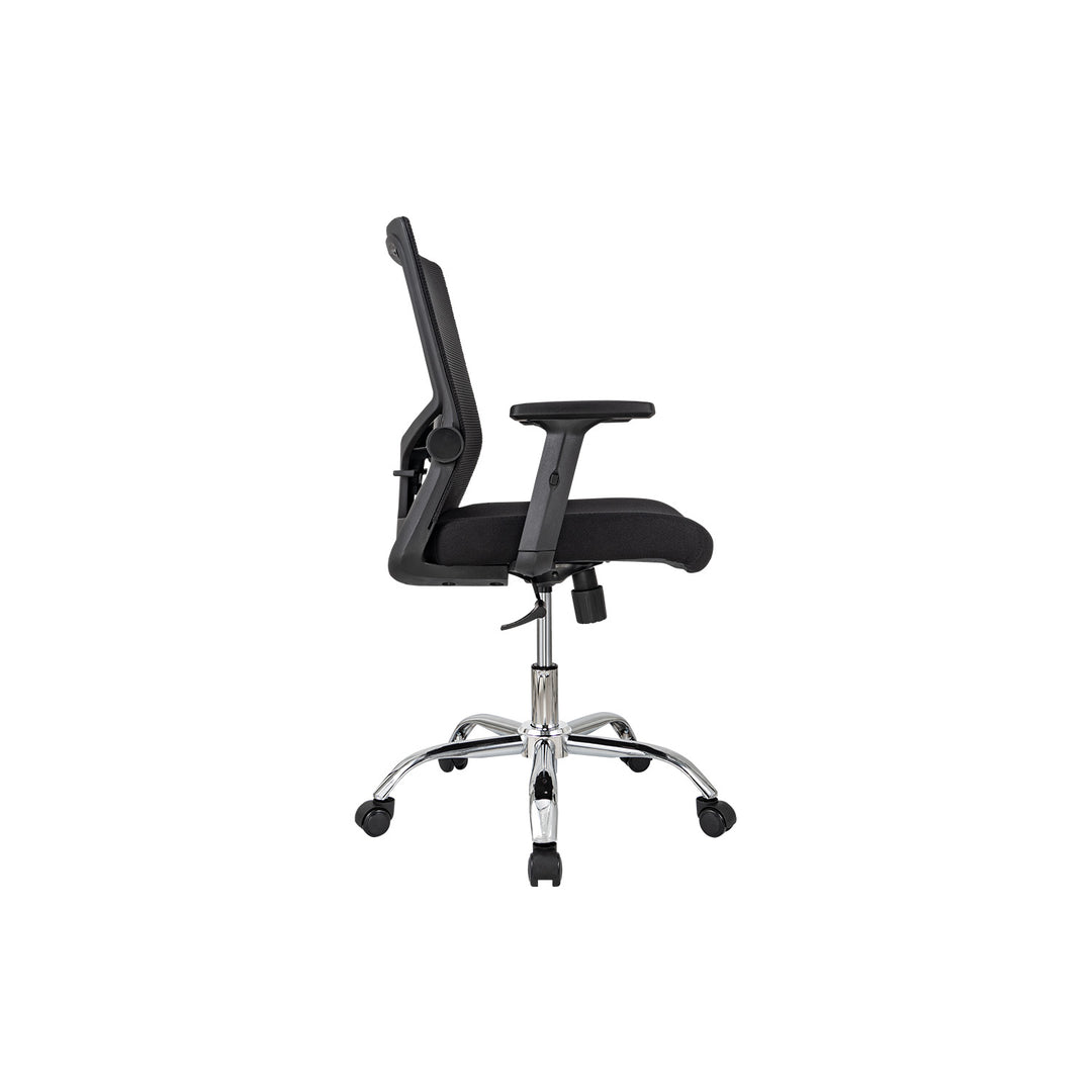 Combo Escritorio con Repisas + Silla de Oficina Delphi Negra